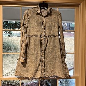 Acid washed denim dress.